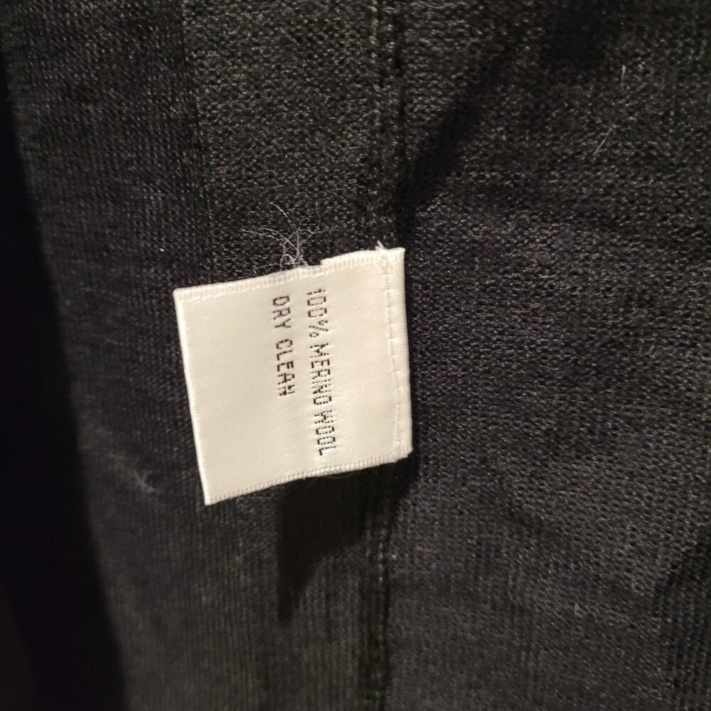 Vintage Talbots 100% Merino Wool Open Front Black Cardigan Medium - Picture 4 of 6